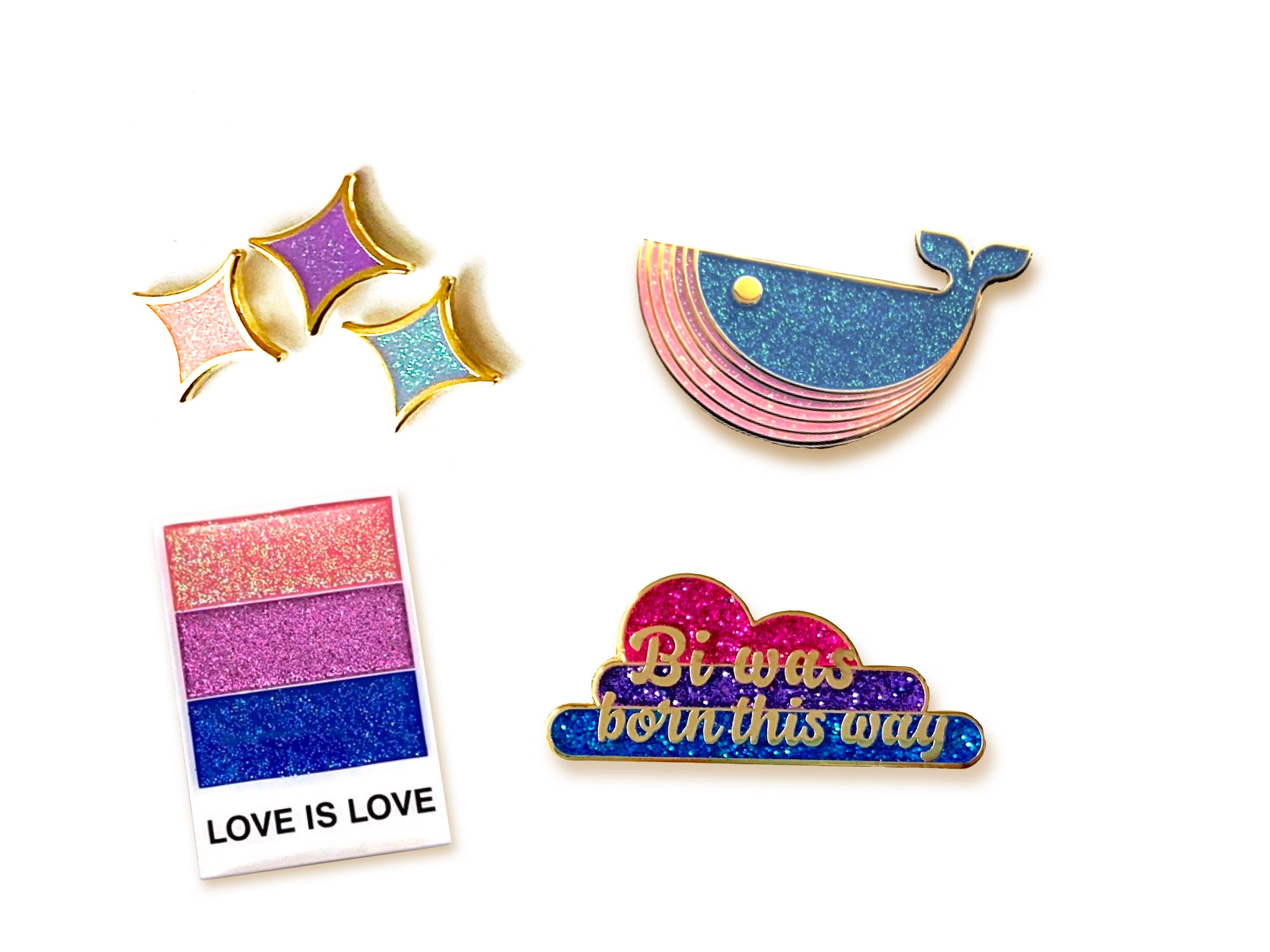 Bisexual Stars Hard Enamel Pins | Pink Purple Blue Golden Plated ...
