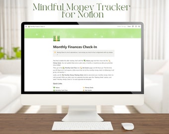 Mindful Monthly Money Tracker, Téléchargement numérique, Modèle de notion, Planificateur de finances personnelles