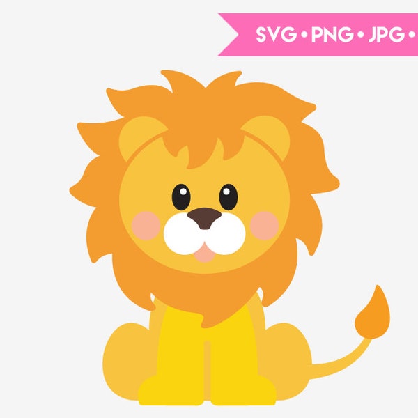 Cute baby lion SVG cut file for Cricut and Silhouette. Digital clipart, vector graphics.