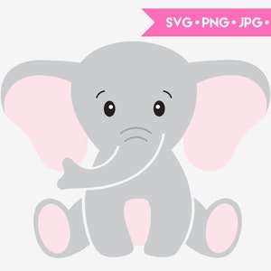 Schattige babyolifant SVG gesneden bestand voor Cricut en silhouet. Digitale clipart, vectorafbeeldingen.