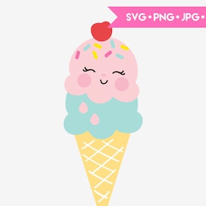 Süße Eiscreme SVG-Schnittdatei für Cricut und Silhouette. Digitale Clipart, Vektor-Grafik.