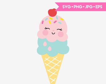 Sweet Ice Cream SVG cut file for Cricut and Silhouette. Digital clipart, vector graphics.