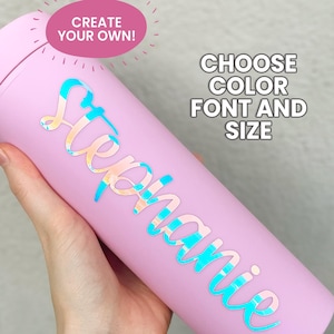 custom water bottle vinyl stickers, custom name stickers, vinyl decal, name decal, name label image 1