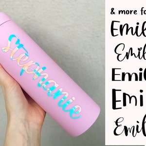 custom water bottle vinyl stickers, custom name stickers, vinyl decal, name decal, name label for water bottle, werkaco