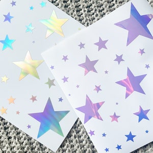 stars variety holographic vinyl decals, stars vinyl stickers for car, tumbler, cups, laptop, sparkles stickers