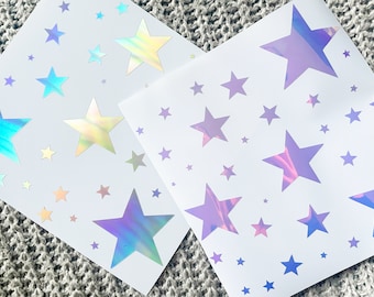 stars variety holographic vinyl decals, stars vinyl stickers for car, tumbler, cups, laptop