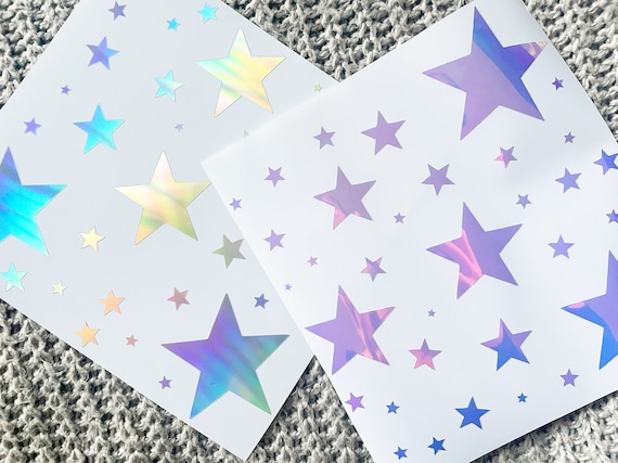 stars variety holographic vinyl decals, stars vinyl stickers for car, tumbler, cups, laptop