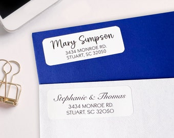 Return Address Labels, Personalized Address Labels, White Mailing Stickers, Clear Mailing Labels