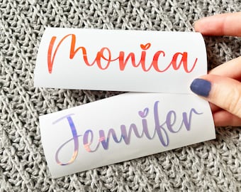 Custom name vinyl decal sticker, personalized text decal for tumblers, water bottle, laptop, car window