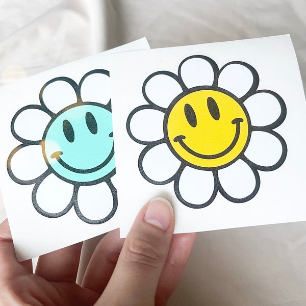 daisy car decal, daisy flower sticker, layered flower decal, smiling face car decal for women