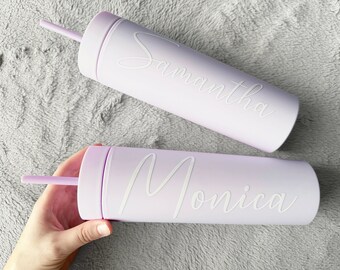 Personalized skinny tumbler with name, custom name bachelorette party favors, bridesmaid gift, custom text gift
