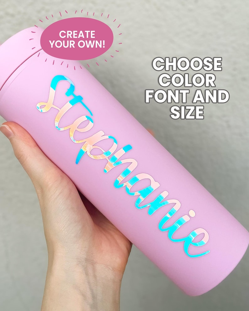 custom water bottle vinyl stickers, custom name stickers, vinyl decal, name decal, name label image 1