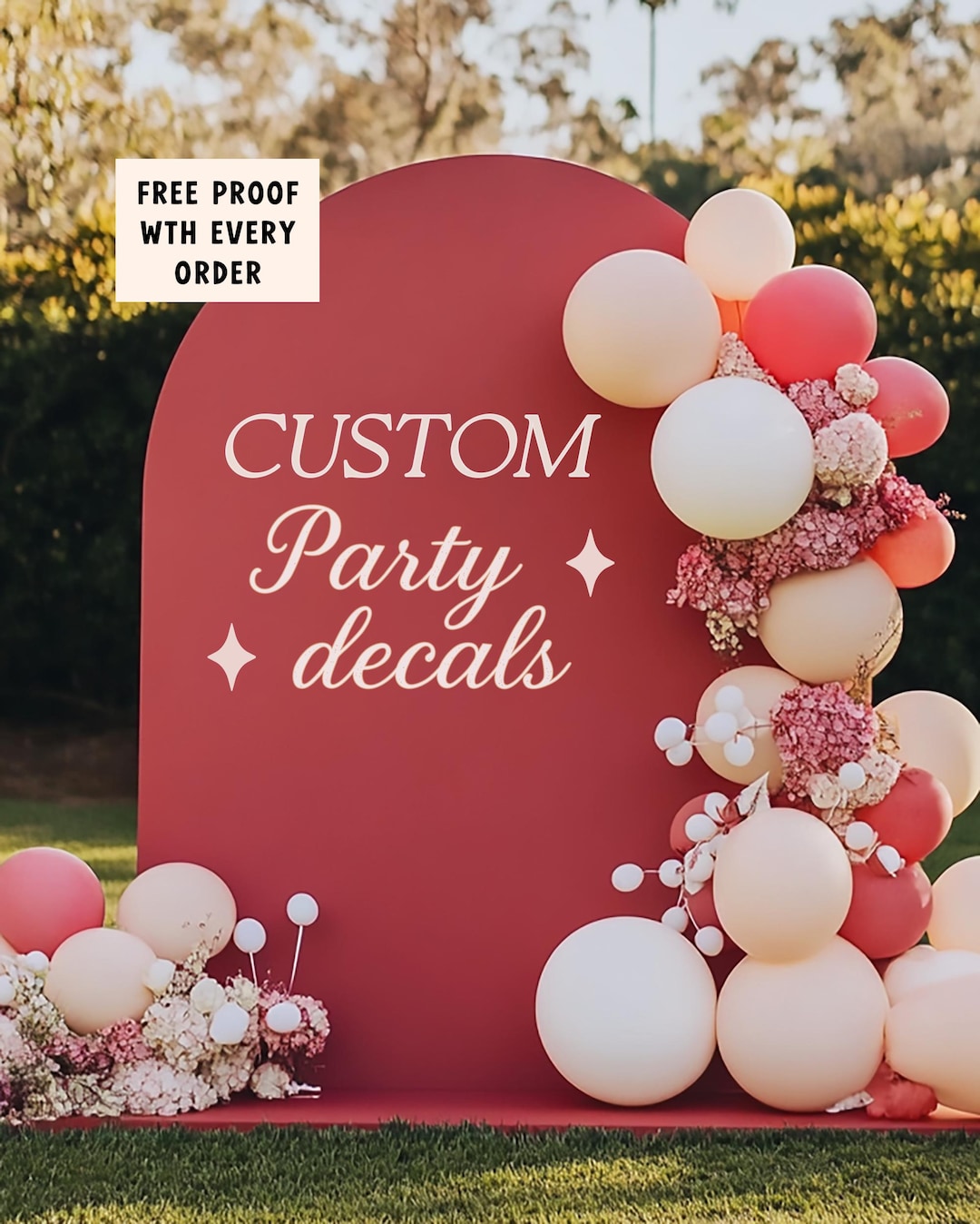 Party Monogram Customized Party Sign, Custom Vinyl Decal for Backdrop, Lettering ...