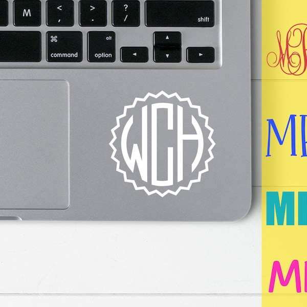 monogram decal sticker, three letter decal sticker, monogram decal for laptop, water bottle, tumbler, car monogram decals