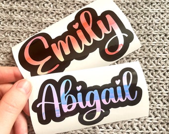 layered vinyl name decal sticker, custom text decal for tumblers