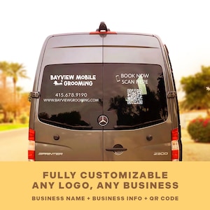 Back window business decal, QR code sticker for a truck, Vinyl logo for car