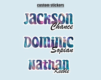 custom name sticker for water bottles, vinyl sticker, boy name sticker decal, laptop stickers for boys, gift for him, FREE SHIPPING