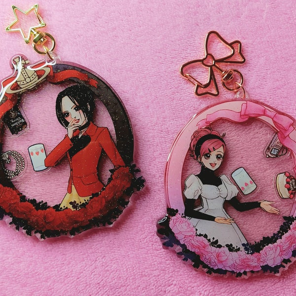 Ai Yazawa NANA Osaki Hachi Komatsu Anime Manga Deluxe 4 Inch Glitter Epoxy Shaker Charm Keychains