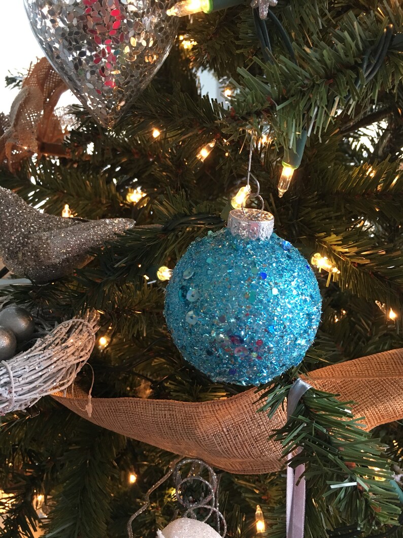 Holiday Decor Coastal Christmas Ornaments Set of 6 Tree Ornaments Glass Ornaments Beachy Glass Ornaments