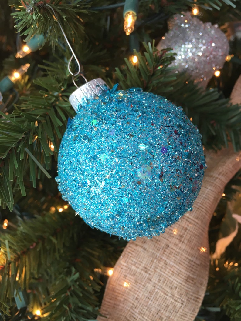 Holiday Decor Coastal Christmas Ornaments Set of 6 Tree Ornaments Glass Ornaments Beachy Glass Ornaments