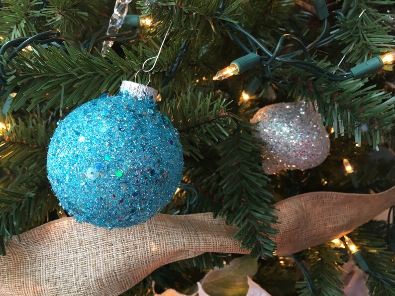 Holiday Decor Coastal Christmas Ornaments Set of 6 Tree Ornaments Glass Ornaments Beachy Glass Ornaments