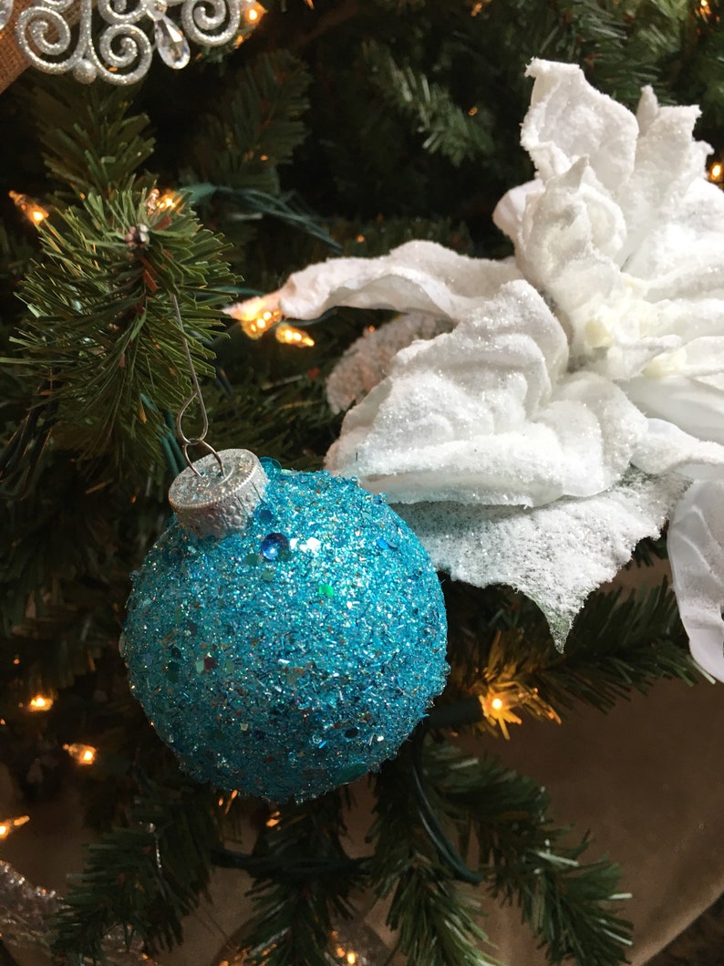 Holiday Decor Coastal Christmas Ornaments Set of 6 Tree Ornaments Glass Ornaments Beachy Glass Ornaments