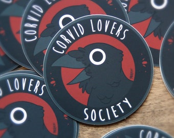 Corvid Lovers Society Sticker: Raven Crow Waterproof Vinyl Decal