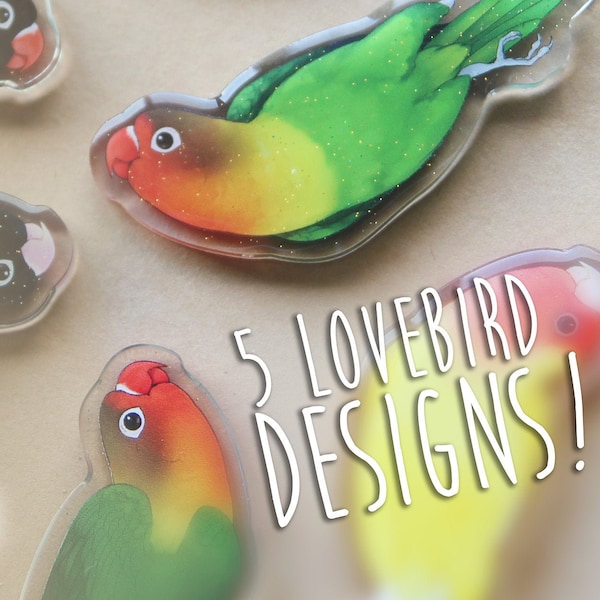 Dangling Lovebird Buddy Acrylic Charm - 5 DESIGNS