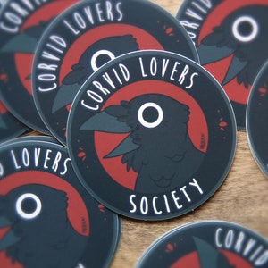 CORVID LOVERS SOCIETY | cartoon artist designed crow raven high quality matte waterproof vinyl sticker