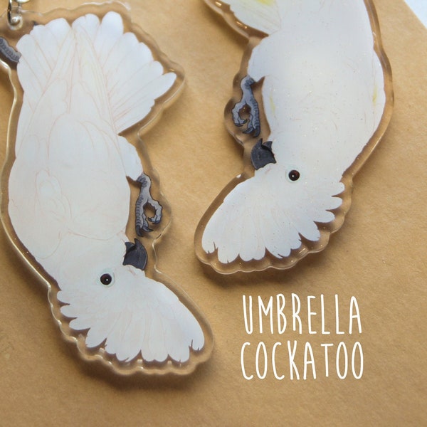 Dangling Umbrella Cockatoo Buddy Acrylic Charm