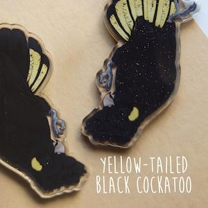 Dangling Yellow-Tailed Black Cockatoo Buddy Acrylic Charm