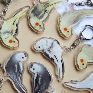 Dangling Yellow Cockatiel Buddy Acrylic Charm - 6 DESIGNS