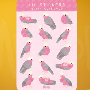 Vogel Sticker Bogen - Galah | Planer Dekorationen, Scrapbook Sticker, Notebook Sticker, Vinyl Stickerbogen, Hand gezeichnet