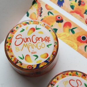 SUN CONURE & MANGO | Original design Washi Tape | Masking Tape | Planner decoration | Eco-Friendly Packaging Tape