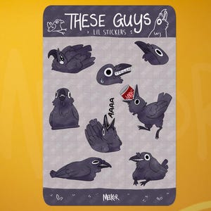 Kleiner Vogel Sticker Bogen -These Guys - Crow | Planer Dekorationen, Scrapbook Sticker, Notebook Sticker, Vinyl Stickerbogen, Hand gezeichnet