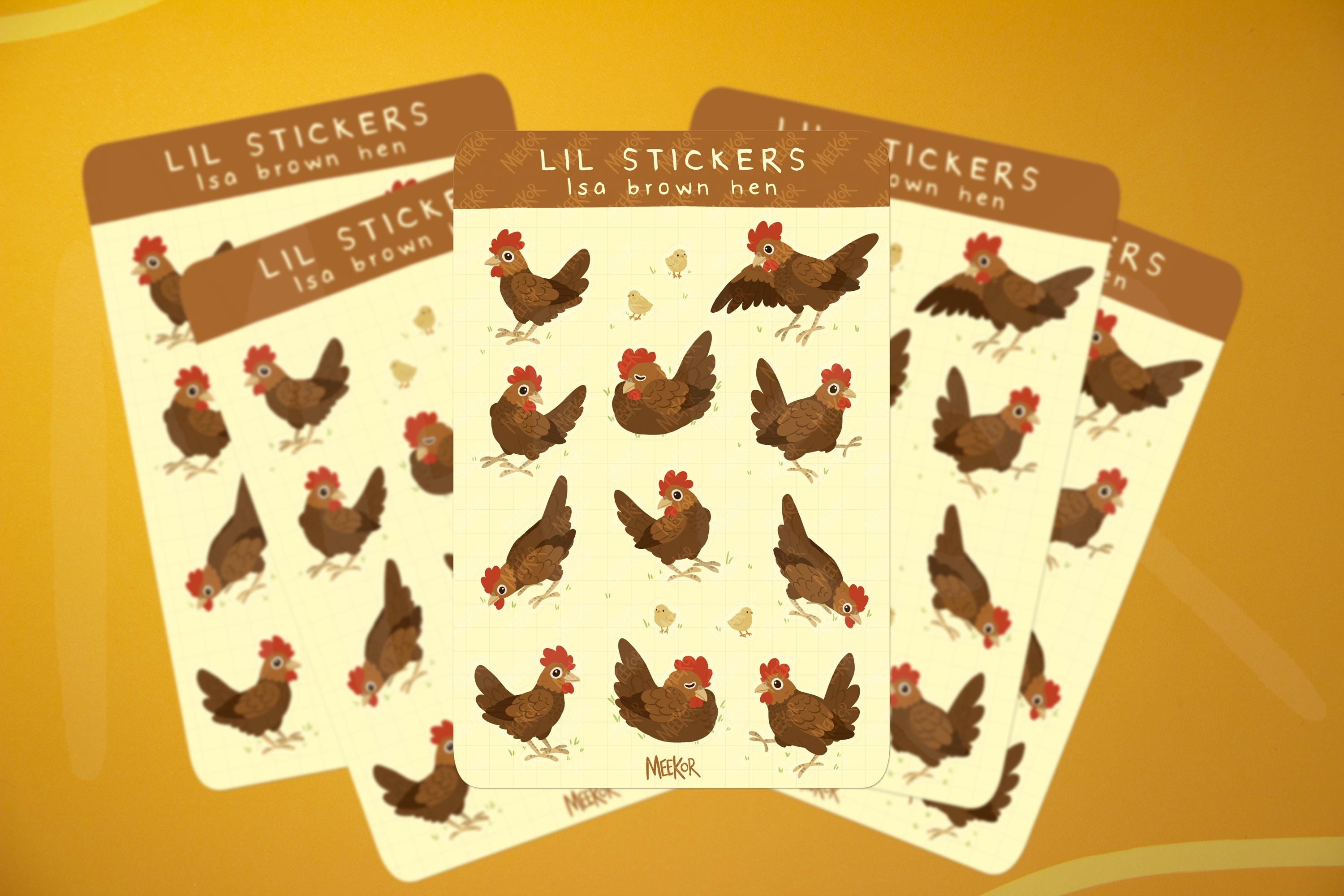 Chicken Sticker Sheet: Hand-drawn Vinyl Stickers for Planners - Etsy