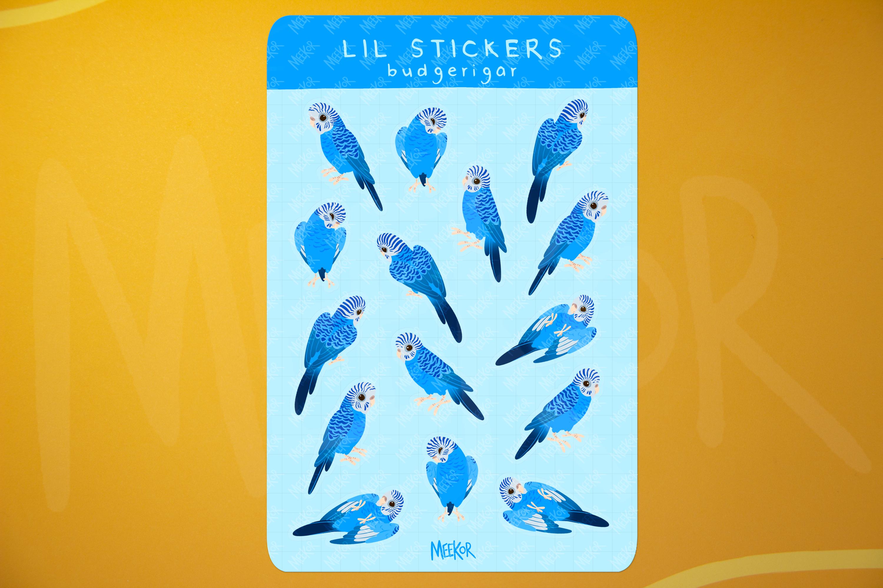 セキセイインコのステッカーシート：手描きビニールステッカー - Etsy 日本