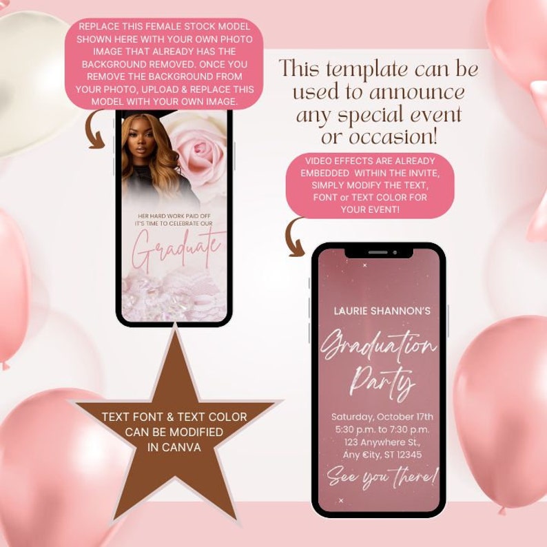 Digital Graduation Party Invitation, Smartphone Invitation, Digital ...