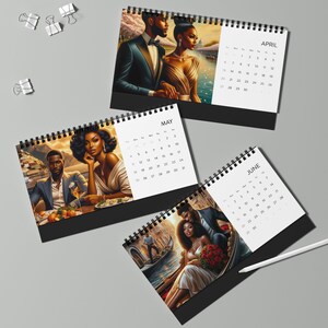 Calendário de mesa pequeno afro-americano 2025 | Presente de melhor amiga do trabalho | Calendário de mesa 2025 | Presente de Natal de melanina | Papelaria exclusiva