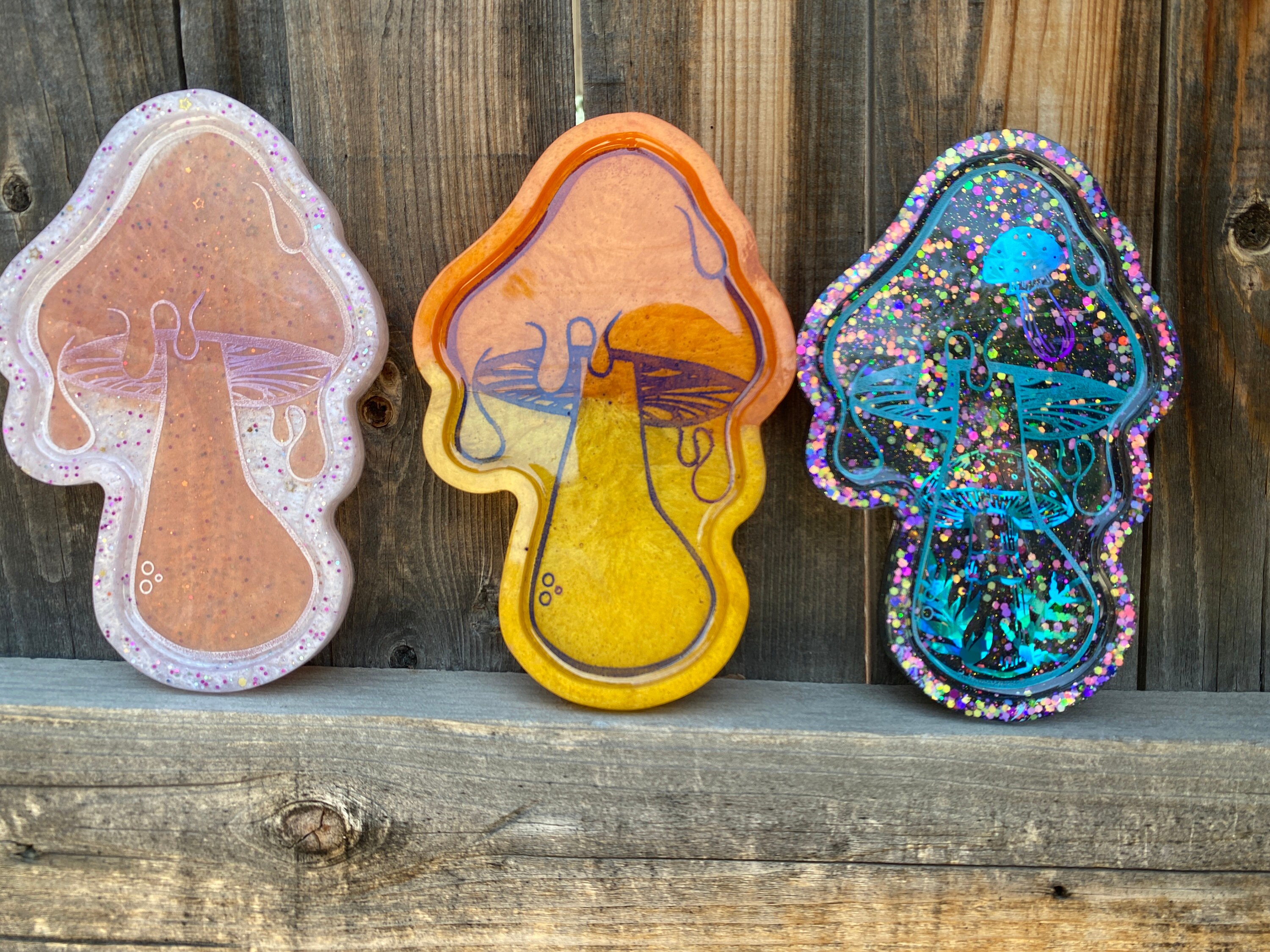 Mushroom trays resin art decor Etsy