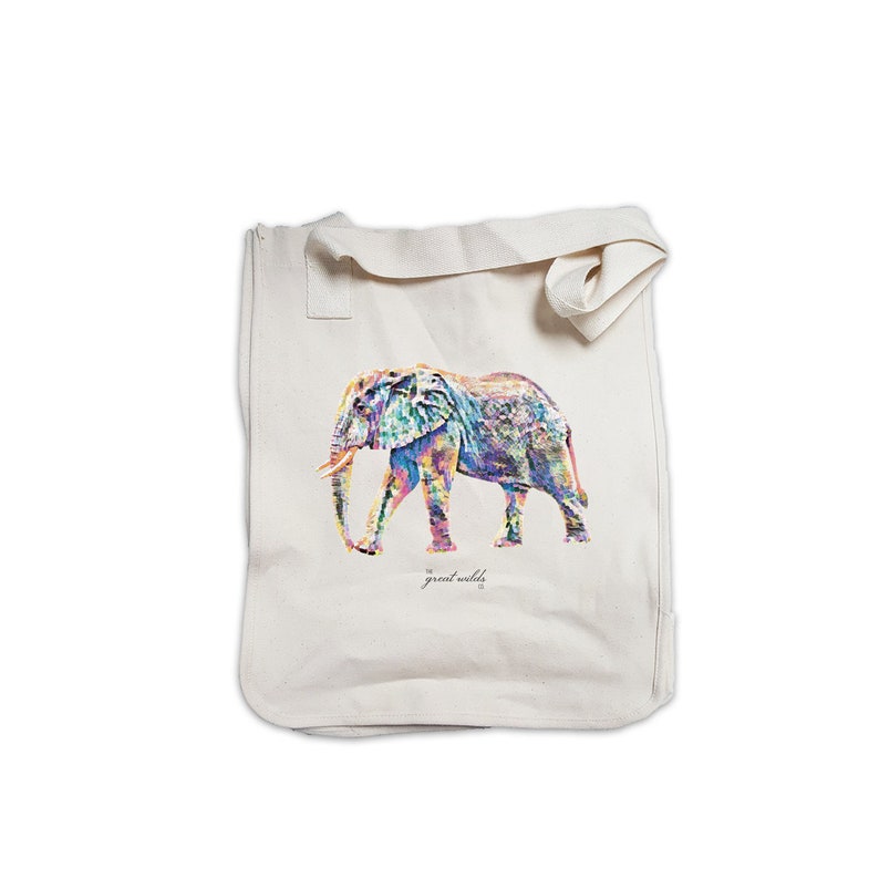 Colorful Elephant Organic Cotton Market Tote