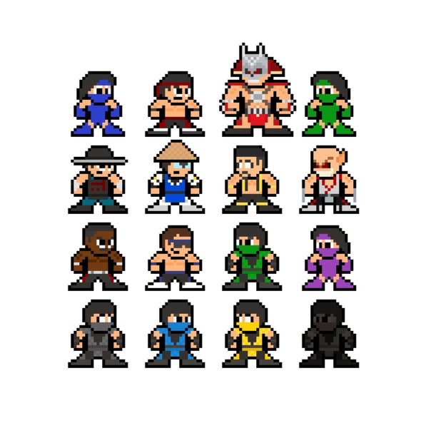 8-bit MK2 PIXEL KOMBAT  Vinyl Decal Sticker Set Pixel Art