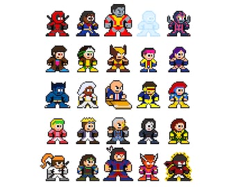 8-bits MARVELOUS MUTANTS Master Set #1 vinylstickers pixelart
