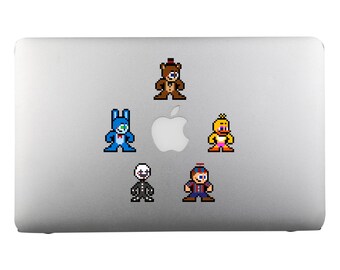 8bit Vinyl Decals, FNAF Series 2, Set of 5, Pixel Art, Sticker Sheets, For Laptops, For Gamers, Five Nights at Freddy's, Pixel Art Stickers