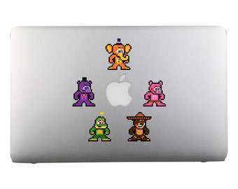 8bit Vinyl Decals, PIZZERIA SIMULATOR, Set of 5, Pixel Art, Sticker Sheets, For Laptops, For Gamers, Five Nights at Freddy's, FNAF