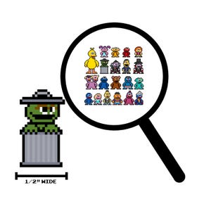 8bit Micro Decals, SESAME STREET, Set of 20, Pixel Art, For Cell Phones, For Laptops, For Gamers, Stickers, Sticker Set, Vinyl Decals