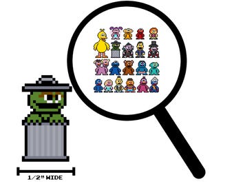 8bit Micro Decals, SESAME STREET, Set of 20, Pixel Art, For Cell Phones, For Laptops, For Gamers, Stickers, Sticker Set, Vinyl Decals