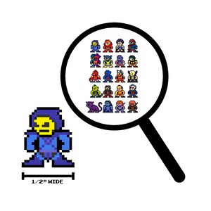 8bit Micro Decals, MOTU EVIL WARRIORS, Zestaw 20, Pixel Art, Do telefonów komórkowych, Do laptopów, Bajki z lat 80., Naklejki Motu, Naklejki winylowe