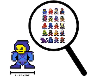 Pegatinas Micro de 8 bits, Guerreros Malvados de MOTU, Set de 20, Pixel Art, Para teléfonos móviles, Para portátiles, Dibujos animados de los 80, Pegatinas de Motu, Calcomanías de vinilo