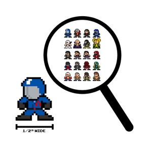 8bit Micro Decals, COBRA, zestaw 20, Pixel Art, do telefonów komórkowych, do laptopów, dla graczy, kreskówki z lat 80., naklejki GI Joe, naklejki winylowe
